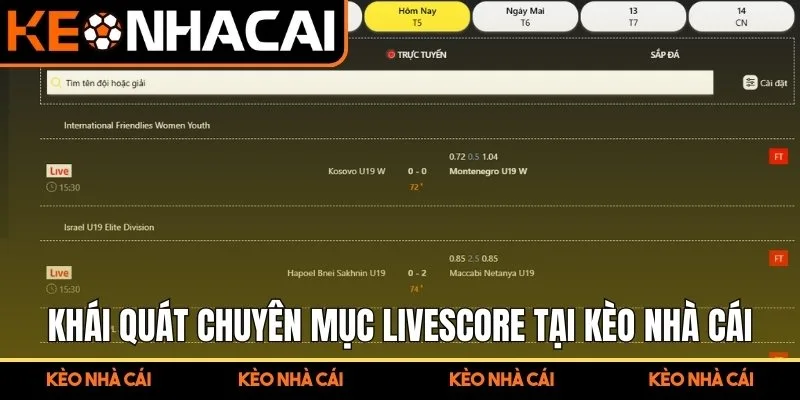 Livescore - Trung Tâm Cập Nhật Tỷ Số Bóng Đá Trực Tiếp 1 Khái quát chuyên mục livescore tại Kèo Nhà Cái